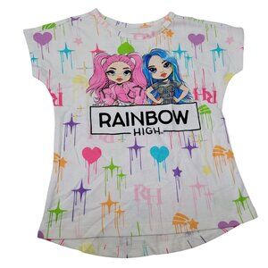 Rainbow High Girls T-Shirt With Colorful Graphics & Heart Print Design Size 4